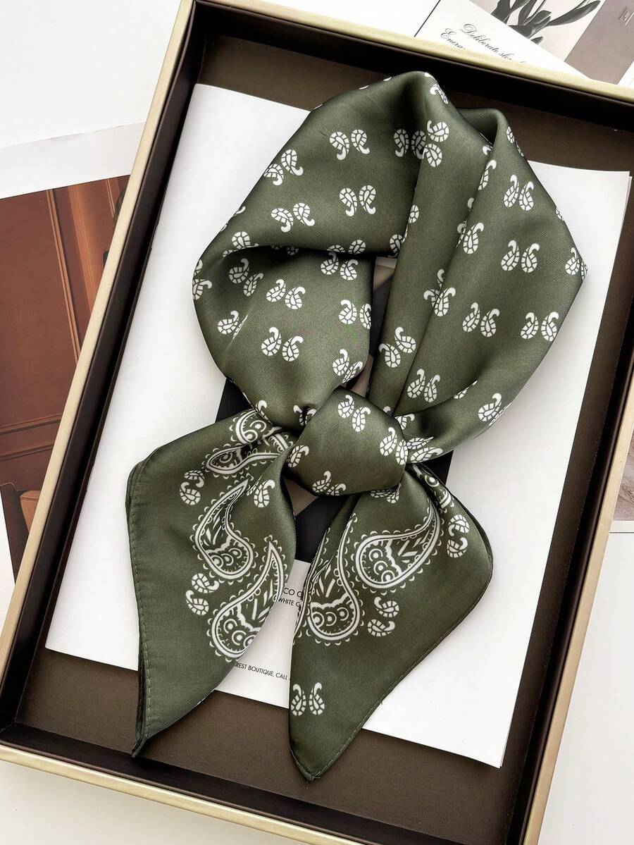 1pc Unisex Headband Scarf Square Bandana Neck Gaiter Shawl Headwear - Green - View 1