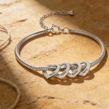 1pc Stainless Steel Heart-Shaped Family Name Bracelet - Mother's Day Gift, Gift For Mom, Customized Grandma Bracelet With Grandchildren Names, Women's Bracelet, Gold Bracelet, Adjustable Bracelet, Customizable Name - Multicolor - View 5