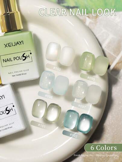  XEIJAYI Ice Crystal Colored Cat Eye Gel Nail Polish, 1pc 15ml, High Gloss, Long-Lasting UV LED, Removable Gel Polish