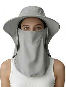 Mũ chống nắng toàn diện có tấm che cổ | Mũ che mặt chống tia UV UPF 50+ cho hoạt động leo núi và câu cá. Thiết kế bảo vệ toàn diện 360°: Được trang bị vành rộng, tấm che mặt có thể tháo rời và tấm che cổ kéo dài để chặn 99% tia UV có hại, bảo vệ hoàn toàn khuôn mặt, tai và cổ của bạn khỏi bị cháy nắng. - mũ chống nắng câu cá - Xem 1