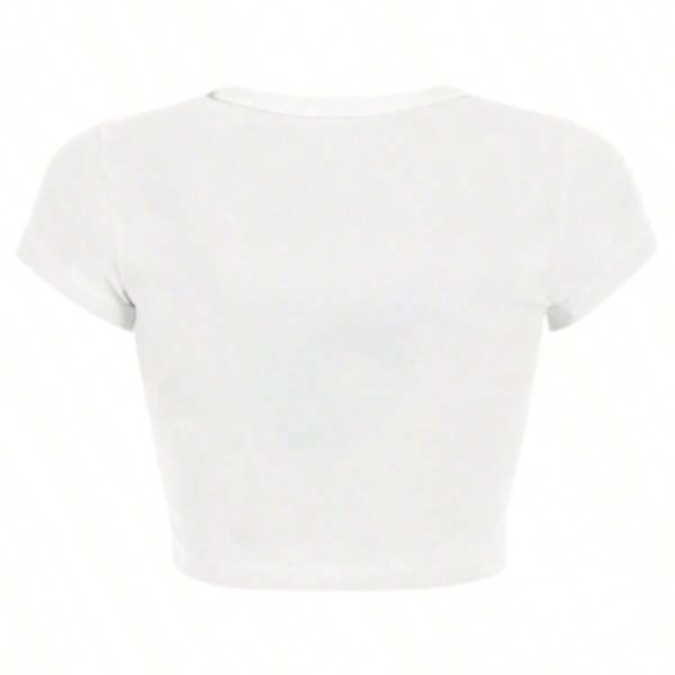 BTS V Photo Collage Crop Top_ Taehyung Lyric Back Print Shirt - 白色 - 查看 3