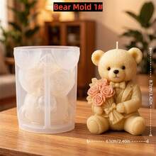 婚礼小熊蜡烛模具硅胶款 - 3D浪漫情侣熊蜡模，适用于DIY蜡烛制作、肥皂、树脂工艺品，婚礼和周年纪念礼物 - Wedding Bear - 查看 14