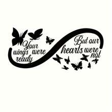 Inspirational Quote Vinyl Sticker, "Your Wings Were Ready, But Our Hearts Were Not" - Durable PVC Decal For Car, Laptop, And Truck, Single Use, Black - A - View 6