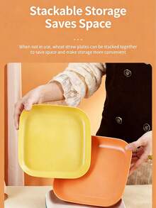 2pcs/Set Square Plate, Wheat Straw Cake Tray, Plastic Fruit Plate For Home, Restaurant, Serving Tray, Tea Tray, Can Be Used As Snack Or Bone Dish In Living Room - Multicolor - View 6