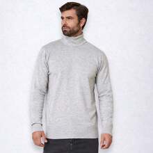 Baronesa Tricot Cacharrel Men's Cold Weather Blouse High Neck Knitting - Grey - View 9
