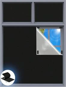 一款夏季可阻挡室外热量、冬季可防止室内温度流失的遮阳布，一款可自行裁剪的临时遮光窗帘，100%遮光窗帘，全遮光百叶帘，便携式遮阳布，适用于卧室和汽车车窗遮光，易于安装，根据窗户实际尺寸裁剪，用钩环安装，天窗遮光窗贴，防紫外线遮光窗帘。 - 黑色1件 - 查看 19