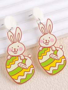 1 Pair Easter Bunny, Carrot, Chick Acrylic Print Earrings, Fashion Personalized Earrings Suitable For Men And Women, Holiday Party, Daily Wear, Birthday Gift, Friends, Couples, Exquisite Holiday Gift, Jewelry Gift - Multicolor - View 3