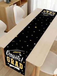 1件裝 黑金配色畢業桌旗 180*30cm，祝賀畢業桌布，2026畢業慶祝裝飾，畢業典禮居家裝飾，畢業派對用品，畢業桌飾裝飾，桌面裝飾，祝賀畢業慶祝裝飾，畢業禮物 - 黑金色 - 查看 8