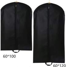 1 Peça Capa de Terno Respirável, Bolsa de Vestuário à Prova de Poeira Não Tecida com Alça Portátil, Adequada para Organização de Guarda-Roupa, Armazenamento de Viagem, Camisa, Casaco, Vestido, Jaqueta e Outras Proteções de Roupas. 3 Peças - Preto - Visão 9
