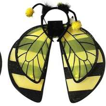 Alas de abeja con diadema antenas y flor Tela no tejida disfraz, accesorio, primavera, abeja primavera doble forro - Amarillo - Ver 6
