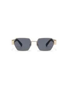 1pc 2026 New Vintage Asymmetrical Metal Large Frame Women Fashion Glasses, Fashionable & Elegant - 金框黑灰片 - 查看 3
