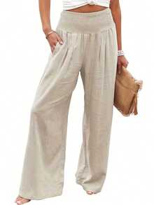 European & American Casual Wide Leg Loose Fit Long Pants, Summer New Arrival Spring - Apricot - View 4