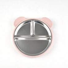 1pc Strong Suction Baby Plate 2-In-1, Detachable 304 Stainless Steel Inner Liner + Heat-Resistant Silicone Outer Shell, Bear-Shaped Non-Slip Toddler Suction Plate - Multicolor - View 13