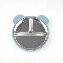 1pc Strong Suction Baby Plate 2-In-1, Detachable 304 Stainless Steel Inner Liner + Heat-Resistant Silicone Outer Shell, Bear-Shaped Non-Slip Toddler Suction Plate - Multicolor - View 11