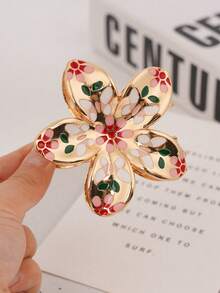 1pcsThe New Pink Flower Zinc Alloy Hair Claws From Europe And America In 2025 Are Suitable For Travel And Daily Wear, Looking Fresh And Sweet - Multicolor - View 4