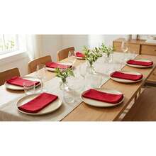 12pcs Solid Color Cloth Napkins, Washable Cotton Table Napkin For Household Dining Fall Autumn Decor Wedding Hotel 45*45cm - Red - View 5