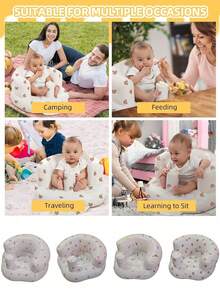 1PC Multifunctional Inflatable Baby Learning Chair And Baby Bath Chair, Suitable For Babies 3 Months And Older, Summer Inflatable Baby Seat, Inflatable Baby Floor Seat, Baby Bath Chair, Baby Back Support Sofa - Multicolor - View 4