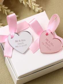 LICVIC Personalisierte Herz-Geschenkanhänger, Hochzeitsstil Name und Datum Etiketten für Geschenkverpackung, Partybevorzugungen und Einladungen, personalisierte Paar-Erinnerungsetiketten für Hochzeitstag, Valentinstag, elegantes Liebesthema Geschenkdekoration, personalisierbare Herz-Geschenkanhänger, individuelle Hochzeitsbevorzugungsetiketten - Stil B - Übersicht 5