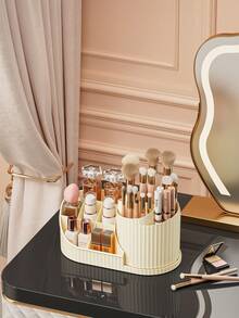 1pc Luxury Makeup Organizer Box, Vanity Countertop Skincare & Cosmetics Storage, Dust-Proof Makeup Tools Desktop Organizer - Multicolor - View 5