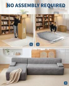 Techigher Modular Sectional Sofa, L-Shaped Corner Couch With Chaise, Boneless Couches, Sofa Bed For Living Room Bedroom, No Assembly Required, Compressed Packaging - Grey - View 7
