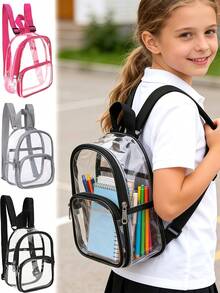 1 pieza Mochila transparente de PVC, mochila de viaje mini para deportes al aire libre, mochila transparente resistente con correas resistentes, adecuada para la escuela y el estudio - 1 Uds. - Ver 1