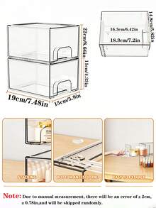 Juego de 6/4/2/1 piezas Organizador de Cajones de Acrílico Transparente Apilable - Caja de Almacenamiento de Cajones, Organizador de Escritorio, Contenedor de Almacenamiento a Prueba de Polvo para Baño, Estante de Cajones de Almacenamiento Apilable, Gabinete de Almacenamiento Multicapa | Transparente Visible, a Prueba de Polvo, Impermeable, Conveniente - Multicolor - Ver 9
