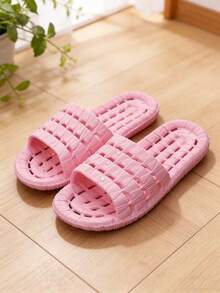 Non-Slip Slippers, Unisex Couples Style, Bathroom Shower Quick Drying Slip-On House Slippers - Pink - View 6