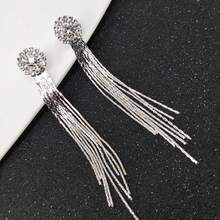 1对时尚水晶流苏耳环，优雅新娘耳环，女士款 - 銀色 - 查看 3