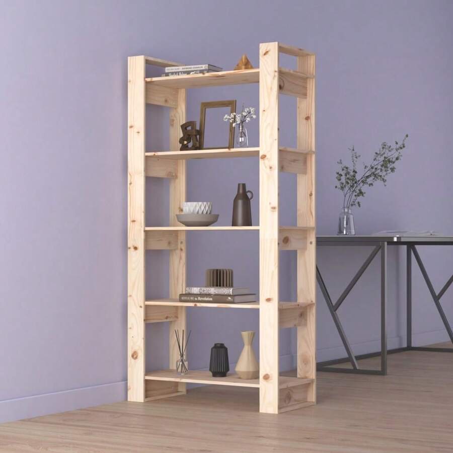 Book Cabinet/Room Divider 80x35x160 Cm Solid Wood - Brown - View 1