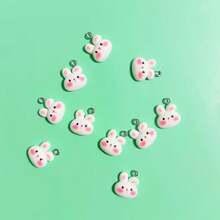 10/20个精致小白兔吊坠，造型活泼可爱，长耳朵，适合制作手工珠宝吊坠、耳环、项链、手链、创意礼品和树脂饰品。 - 彩色 - 查看 5