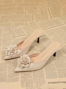 Giày sandal cao gót mũi nhọn thanh lịch dành cho nữ, sandal đế xuồng cao gót màu be đa năng cho mùa hè, phù hợp cho công sở, tiệc tùng, đám cưới, hộp đêm. - Màu be - Xem 2