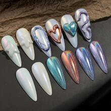 6pcs Nail Art Glitter Set, Includes Aurora And Laser Powder, Holographic And Rainbow Micro Glitters For Achieving Effect On Nails - Multicolor - View 8