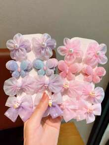 Cute Bowknot Hair Clips, Non-Damaging Princess Flower Bow Side Clips - Multicolor - View 7