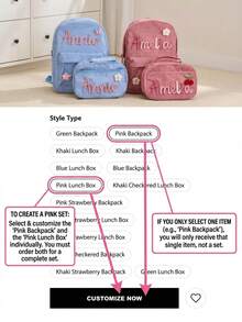 Customizable Kids Backpack And Lunch Box Set - Cute Learning Supplies Pack, Unique Gift For Son Or Daughter - Multicolor - View 5