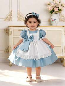 1pc Baby Girls' Lace Cloth Princess Dress, Blue Party Formal Gown - Blue - View 2