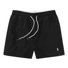Men Plus Size Beach Shorts - S-001A Black With White Label - View 1