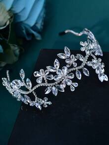 1pc Elegant Handmade Crystal Headband, Suitable For Bride, Bridesmaid, Party, Celebration, Birthday Gift - Silver - View 3