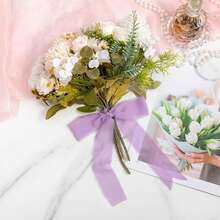 3条紫色薰衣草色雪纺缎带，1.5英寸带流苏雪纺缎带，浅紫色缎面工艺缎带，适用于礼品包装、婚礼请柬、新娘捧花、DIY工艺品 - 查看 6