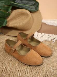 女士平底帆布一脚蹬鞋，软底舞蹈鞋/妈妈休闲鞋 - 駝色 - 查看 8