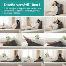 Almohada de Cuña Antirreflujo Ajustable con Respaldo Grande: Soporte Ergonómico para Cama y Sofá, Comodidad para Dormir y Alivio de Dolor - Negro - Ver 3