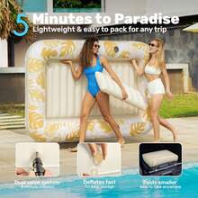 Sloosh Inflatable Tanning Pool Lounger Float for Adults 85" x 57"  Large Suntan Tub Pool Floats Sun Tan Tub Ice Bath Tub Tanning Bed Blow up Pool Raft Lounge Floatie XL-Oatmeal White - Blanco dorado - Ver 6