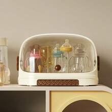 Giá đựng đa năng bình sữa và sữa bột cho bé, có nắp đậy chống bụi dạng lật, khay hứng nước phía dưới, tùy chọn một tầng/hai tầng, dụng cụ sắp xếp đồ dùng cho bé. - Xem 9