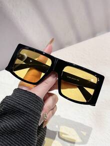 1 pieza Gafas de moda para hombre, nuevo marco cuadrado de alta calidad, versátil, estilo callejero, pasarela, uso diario, fiesta, salida, vacaciones - Multicolor - Ver 13