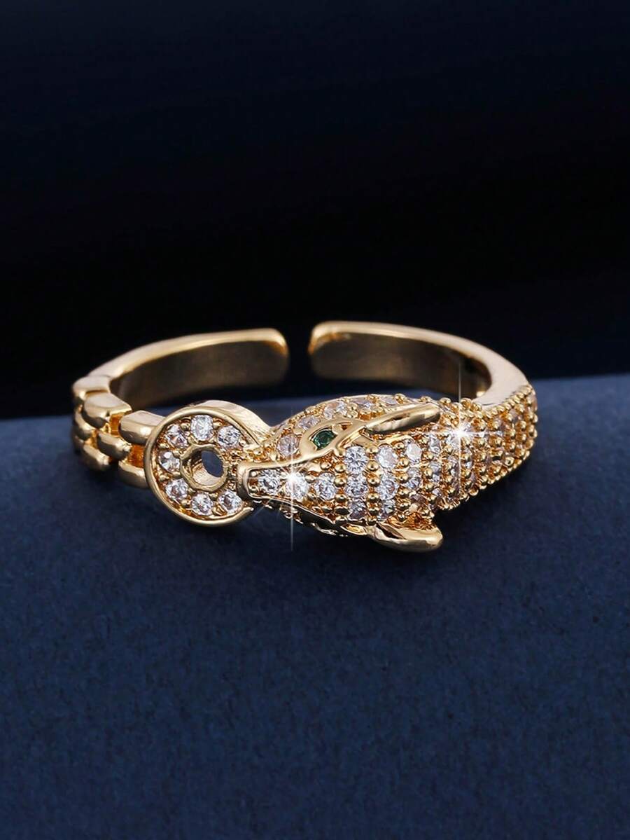 1 chiếc nhẫn nữ, nhẫn hở thời trang cá nhân hóa đính đá Cubic Zirconia, món quà thanh lịch đa năng cho đeo hàng ngày.