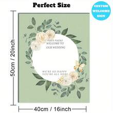Cartel de bienvenida personalizado con diseño floral de PVC verde - Se puede personalizar con nombre y fecha, adecuado para bodas, aniversarios, cumpleaños y ocasiones especiales - Decoración de plástico reutilizable para el hogar o eventos, exhibición de recepción, decoración de bodas - Multicolor 9 - Ver 7