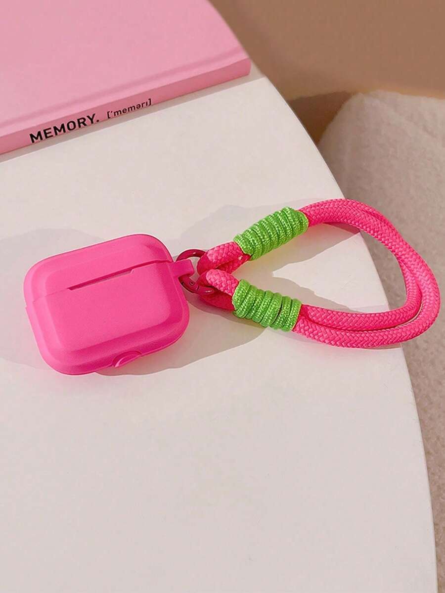 1pc Striped Pink & Green TPU Earphone Strap, Anti-Lost Portable Suitable Compatible With Apple 1/2, Pro, Pro 2 And 4th Gen, Pro 3rd Gen - Rose Red - View 1