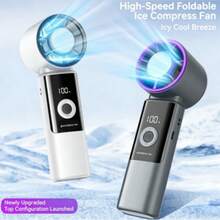 Kipas Genggam Portabel Turbo Bertenaga Baterai 3600mAh dengan Pendingin Es, Pengaturan Kecepatan Tanpa Langkah 199 Tingkat. Kipas Genggam Multifungsi 3-in-1 dengan Teknologi Pendingin Turbo Canggih, Ideal untuk Aktivitas Luar Ruangan, Perjalanan, dan Penggunaan di Pantai. - Handheld - View 3