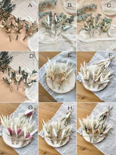 1/2/6/12/20 pièces Bouquet de fleurs séchées de style bohème | Décoration florale de petit vase | Décoration de bureau | Boîte cadeau