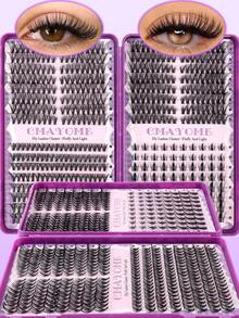 1 Set Eyelash Extension Kit, Includes Multi-Function Lash Book With 10-100D Fluffy Dense Lash Clusters, Multi-Function Brush, Tweezers And Professional Makeup Tools To Create Beautiful Spiky Lashes And Cartoon Lashes - Purple - View 17