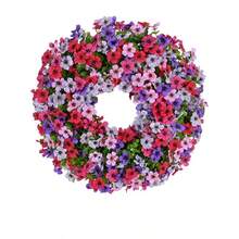 1pc 17.72 Inch Colorful Floral Wreath, Suitable For Spring/Summer Yard, Farmhouse, Indoor/Outdoor Decor - Multicolor - View 9